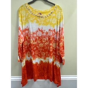 Ruby Rd Solar Flair Heat Wave Ombre 3/4 Sleeve Size L EUC
